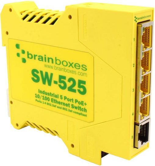 Immagine prodotto Brainboxes Switch industriale a 5 porte PoE+ 10/100 Ethernet - 0,1 Gbps - 5 porte (5 Porti)