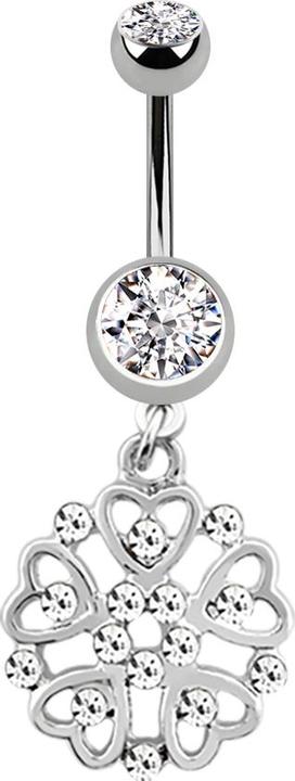 Produktbild Star Piercing Banane silber mit Anhänger Herzblume silber (Titan G23, ohne Messing)