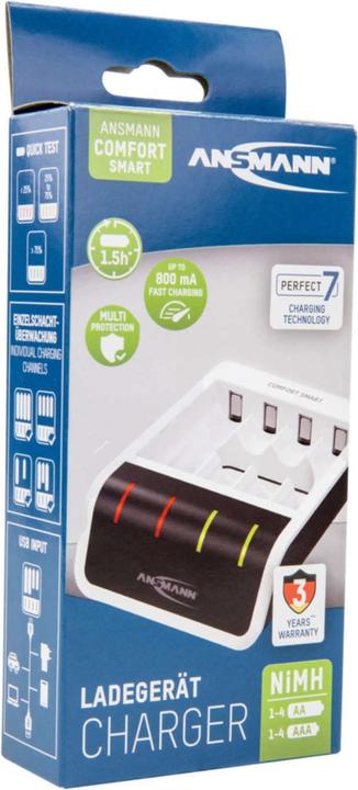 Produktbild Ansmann Comfort Smart Ladegerät (1 Stk., AAA, AA, 800 mAh, Ladegerät inkl. Akku)