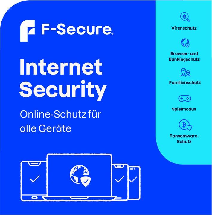 Produktbild F-Secure Internet Security für alle Geräte (ehem. SAFE) 2 Jahre / 10 Geräte Download (10 User, 10 Geräte/User, 2 Monate)