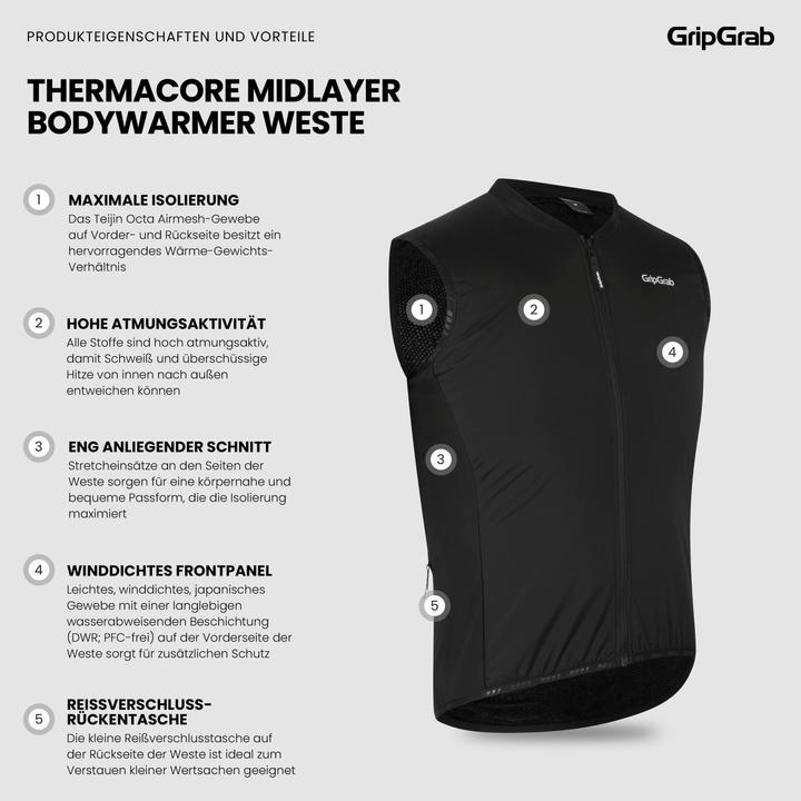 Produktbild GripGrab ThermaCore Bodywarmer Mid-Layer Weste (S)