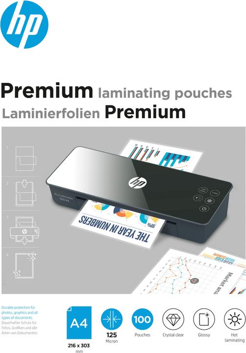 Produktbild HP Premium Laminierhüllen (A4, 100 Stück, 125 µm)