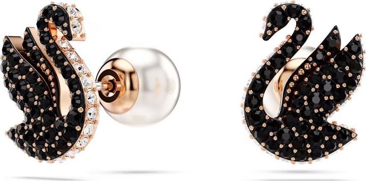 Produktbild Swarovski Iconic Swan Ohrstecker Schwan Schwarz Roségold (Swarovski Metall)
