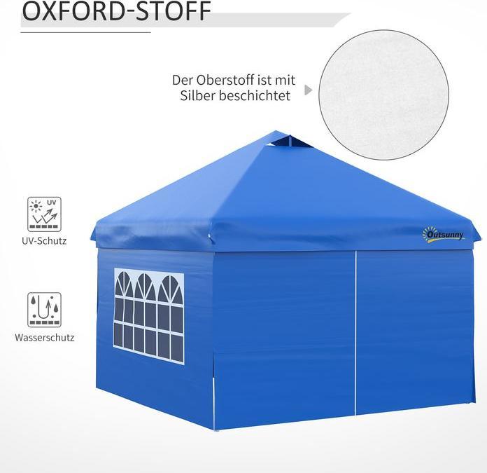 Immagine prodotto Swisshandel24 Gazebo pieghevole 3x3m 4 pareti laterali inclusi i picchetti e le corde di trasporto in metallo (300 cm, 300 cm)