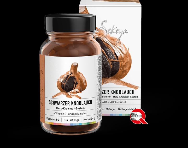 Actual product image Sekoya Black garlic | Support for high blood pressure (60 Piece, Capsules)