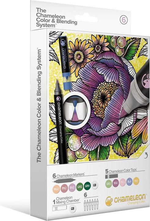 Produktbild Chameleon Aquarellfarbstifte Brushpen Color & Blending Set (Rosa, Grau, Dunkelgrün, Violett, Grün, Pfirsich, Gelb, Hellblau, 6.60 x)