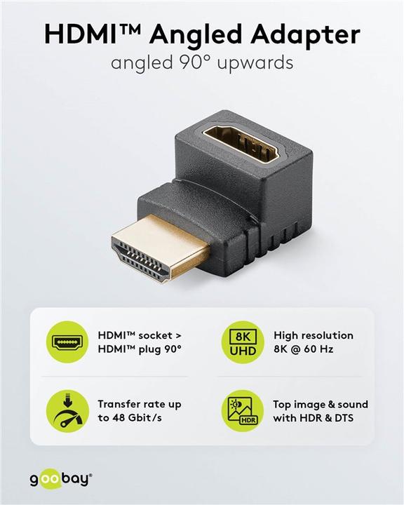 Immagine prodotto Goobay Adattatore angolare HDMI 90°, placcato oro 8K@60HZ (HDMI)