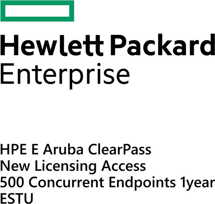 Actual product image HPE E Aruba ClearPass New Licensing Access 500 Concurrent Endpoints 1yr E-STU (500 Devices, 12 months)