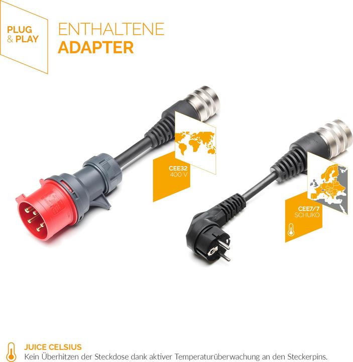 Produktbild Juice Technology Juice Booster 2 EU Basic Set (Typ 2, 22 kW, 32 A, CEE32 rot, CEE 7/7)