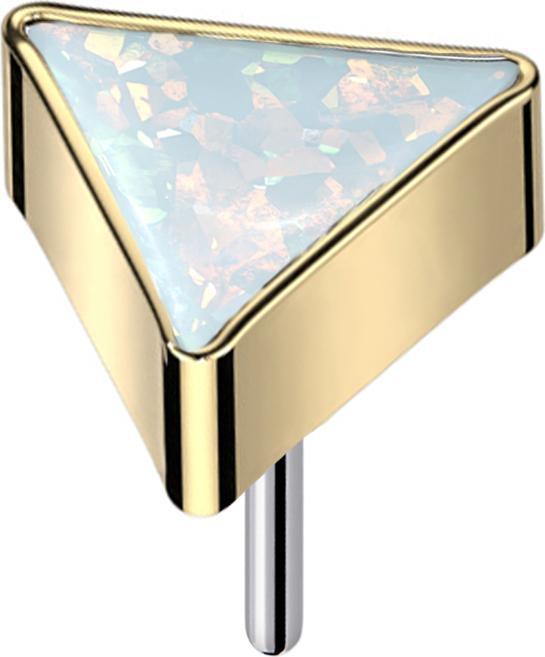 Actual product image Star Piercing Threadless dreieck vergoldet Opal weiss (without brass, Titanium G23)