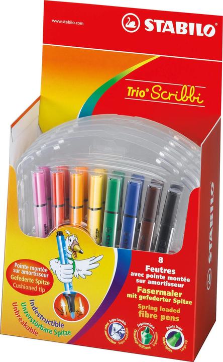 Actual product image STABILO Trio Scribbi Spring-loaded triangular felt-tip pen (Multicoloured, 8 x)