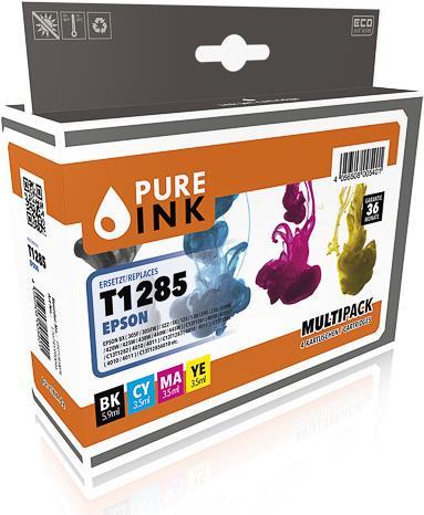 Actual product image Pure Ink EPST1285MP4 PI EPSON T1285 BX ink (4) cmyk rebuilt 170/175/140/225pages chip