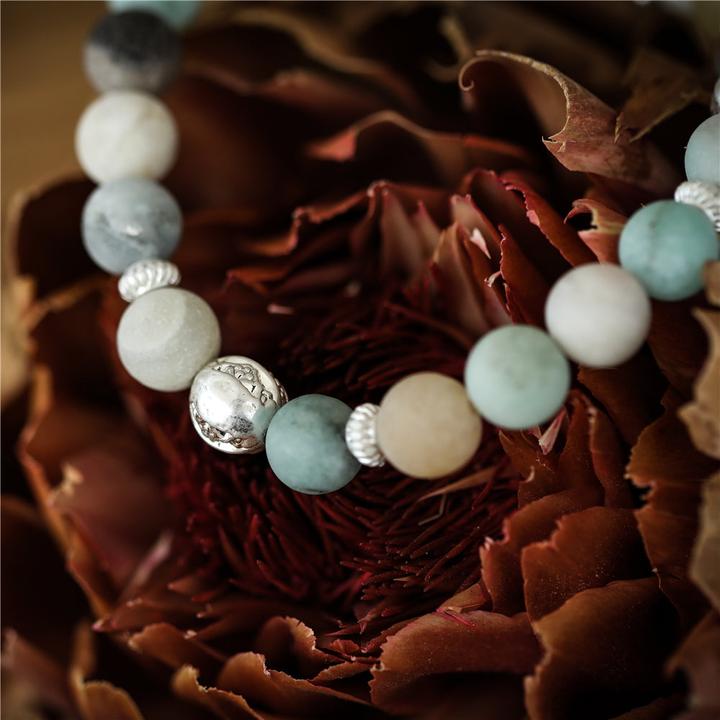 Image du produit Andreani Bracelet avec amazonite véritable (80 cm, Pierres, Nude, Verre, Marron, Métal)