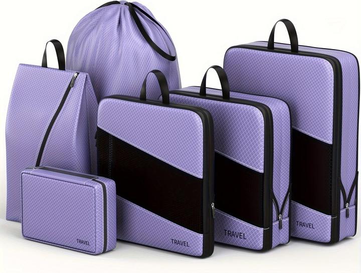 Produktbild Only-Bags.Store 6pcs Mode Nylon Kompression Packen Würfel, leichte Reisezubehör Organizer Taschen, Multi-Grösse
