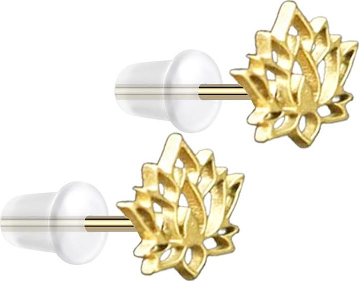 Produktbild Star Piercing Ohrstecker vergoldet Lotusblume (ohne Messing, Chirurgenstahl 316L)