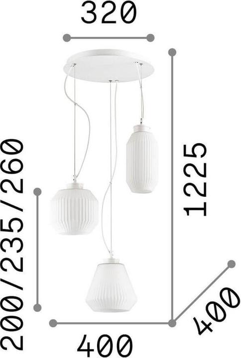Actual product image Ideal lux ORIGAMI pendant light E27 triple ⌀400mm dimmable white 198095 (E27)