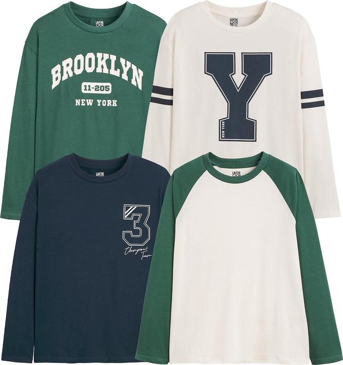 La Redoute Collections 4er-Pack Langarm-Shirts im Campus-Look