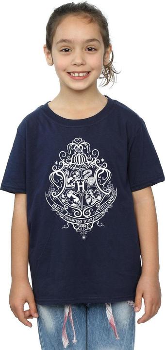 Actual product image Girls Hogwarts Draco Dormiens Crest Cotton T-Shirt (140, 146)