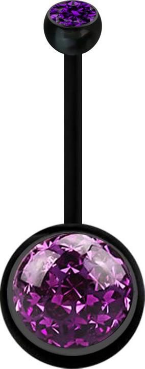 Actual product image Star Piercing Banane schwarz mit Kugel Kristall violett und Kugel Kristall violett Epoxy Schutzschicht (Bioflex, without brass)