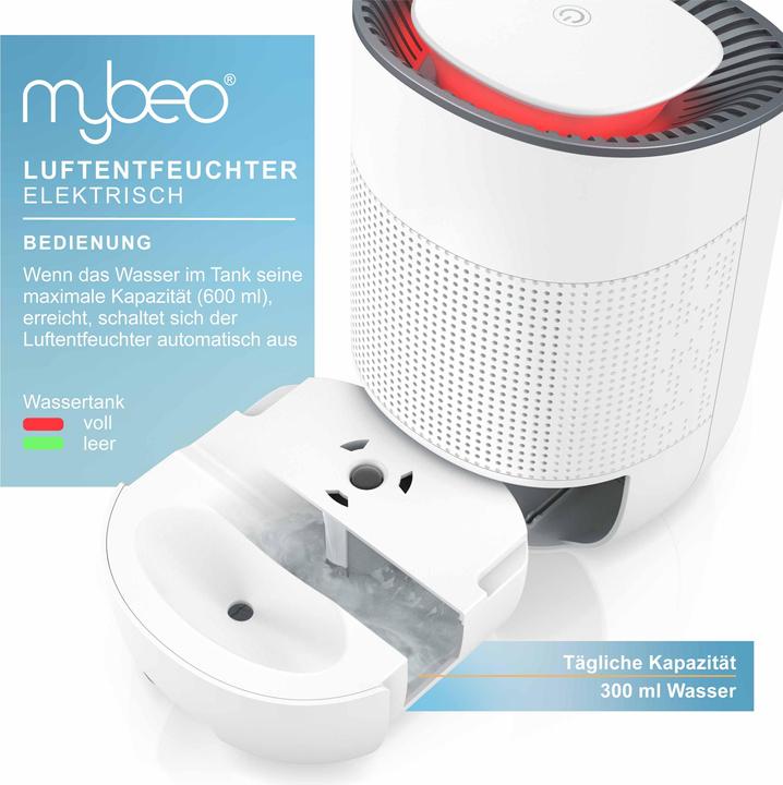 Actual product image Mybeo Luftentfeuchter, elektrischer Entfeuchter, Dehumidifier, Peltier Raumentfeuchter, 600 ml Tank (15 m²)