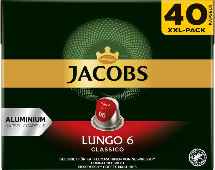 Image du produit Jacobs Capsules de café Lungo 6 Classico 5 x 40 pièces (1 x Port.)