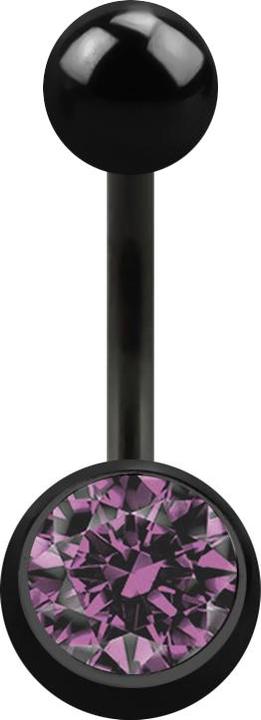 Image du produit Star Piercing Banane noire avec boule et cristal boule violet clair (Acier chirurgical 316L, sans laiton)