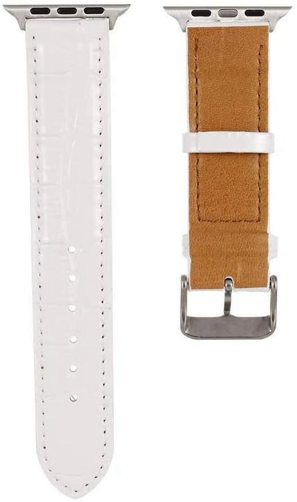 Produktbild PhoneLook Krokodil armband weiss 42mm / 44mm / 45mm (45 mm, 44 mm, 42 mm, Kunstleder, 44mm)