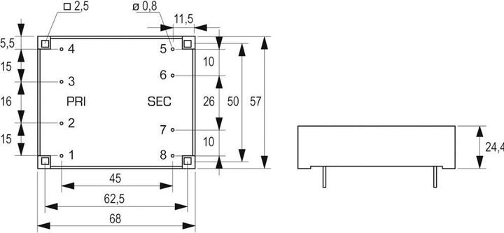 Produktbild Block Transformer FL PCB 14VA 2x9V