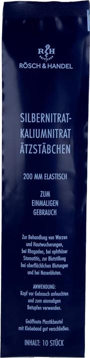 Produktbild Bano Rösch & Handel Silbernitrat-Kaliumnitrat-Ätzstäbchen 10 x 200 mm, 10 St. Stäbchen (Fussbad, 10 ml)