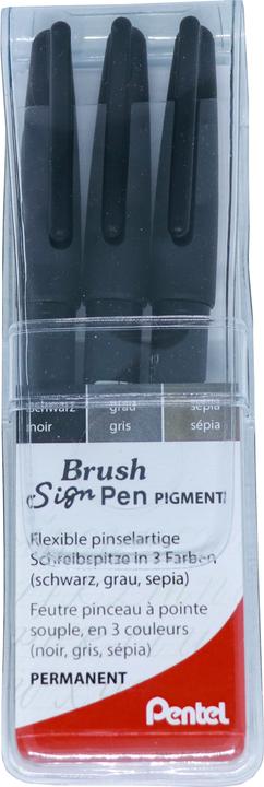 Image du produit Pentel Brush Sign (Sépia, Gris, Noir, Marron, 3 x)