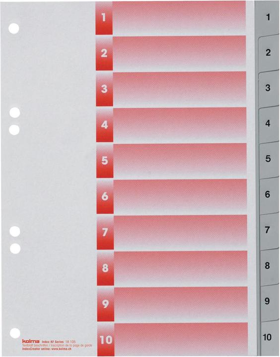 Kolma Intercalaire A5 strong 1-10 10 pièces gris