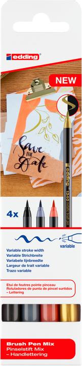 Produktbild Edding Malstiftebox Brushpen 1340 metallic Mix 4 Stück, Assortiert (Assortiert, 4 x)