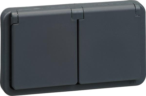 Actual product image LK OPUS® 74 stikkontakt dobbelt vandret 2-pol med jord, antracitgrå