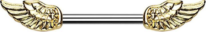 Image du produit Star Piercing Barbell Barbell vergoldet mit Engelsflügel (Acier chirurgical 316L, Laiton)