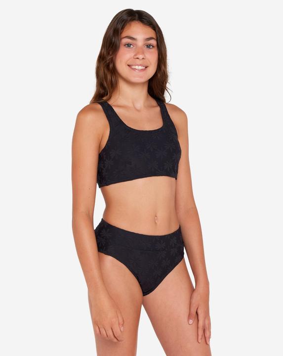 Actual product image Olaian Bikini Surfen Mädchen Bustier hoher Taillenbund 500 Lao Miami schwarz (140)