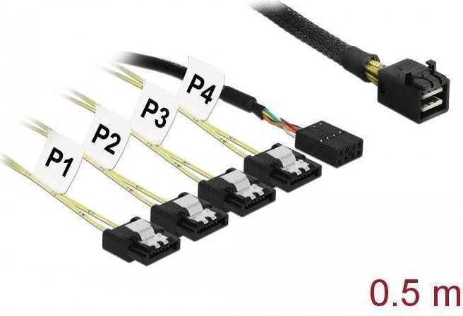 Actual product image Delock Reverse SAS cable: 4xSATA - SFF-8643, 0.5m