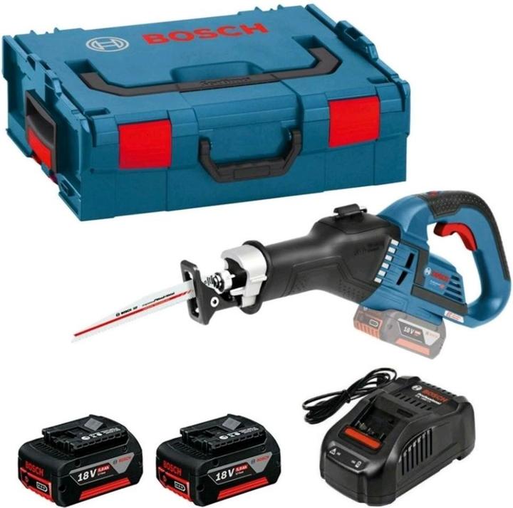GSA 18V-32 Professiona Akku-Säbelsäge, 2x5,0 Ah Akkus, Ladegerät, Tragetasche, Metallsägeblatt, Holz-Sägeblatt