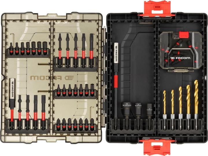 Facom Jeu d'embouts hexagonaux, Phillips, Pozidriv, Torx résistant aux chocs, 50 pièces, longueur 25 mm (25mm)