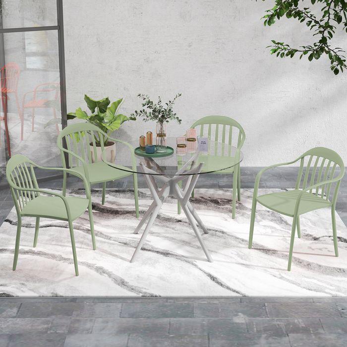 Produktbild Swisshandel24 4er Set Gartenstuhl, Kunststoff, stapelbar, bis 120 kg, Grün