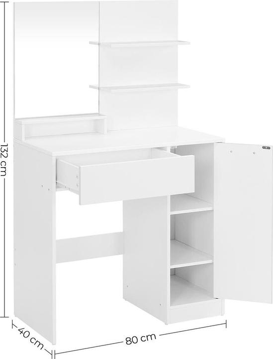Actual product image Vasagle White rectangular dressing table, white side frame, 80.0 cm 132.0 cm