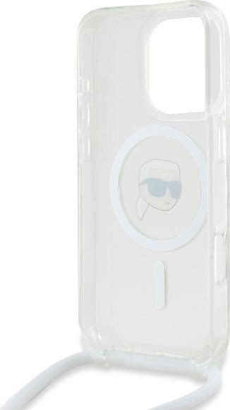 Actual product image Karl Lagerfeld KLHMP16XHCKHNT iPhone 16 Pro Max 6.9" hardcase transparent Crossbody IML Karl Head (Apple iPhone 16 Pro Max)