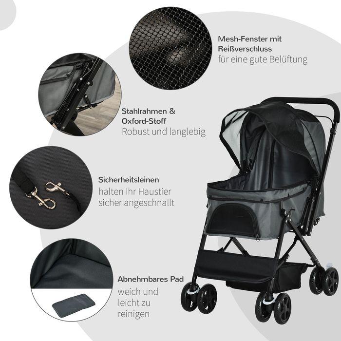 Produktbild Swisshandel24 Hundebuggy Hundewagen Buggy für kleine Hunde und Katzen Haustierwagen Pet Stroller Katzenbuggy Oxfor (Hund, Faltbar)