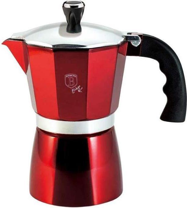 BerlingerHaus BH/6387 Manual Coffee Maker Mocha Pot Burgundy (3 T.)