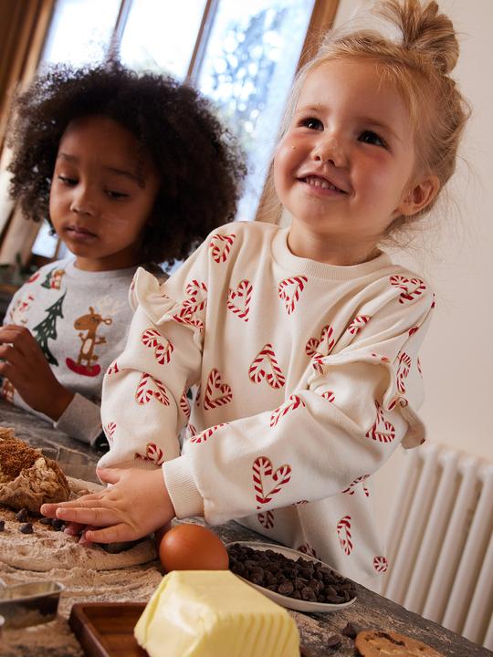 Produktbild Vertbaudet Mädchen Weihnachts-Sweatshirt mit Volantärmeln (128)