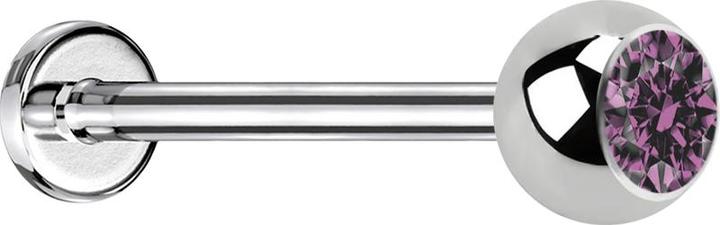 Produktbild Star Piercing Micro Labret silber mit Kugel und Kristall hellviolett (ohne Messing, Chirurgenstahl 316L)