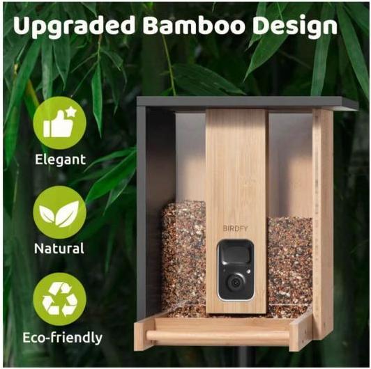 Produktbild Birdfy Futterautomat Bamboo AI im Abonnement + Solarpanel
