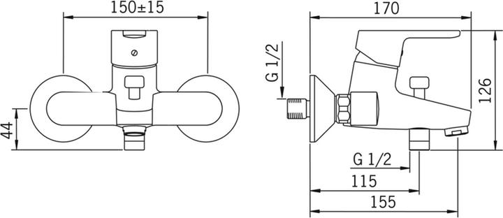 Actual product image Hansa Armaturen GmbH Single lever bath mixer Hansaprimo for wall mounting, with diverter chrome