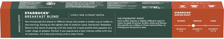 Nährwerte und Zutaten Starbucks Breakfast Blend by Nespresso Medium Roast (10 x Port.)