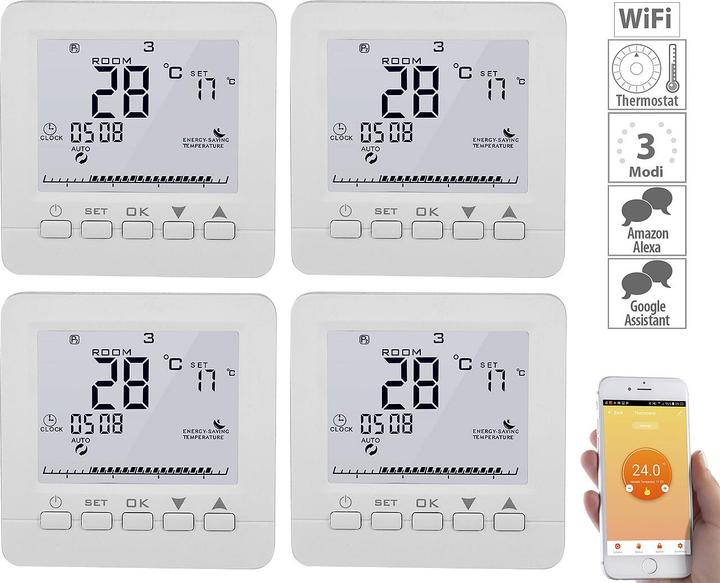 Immagine prodotto Revolt Set di 4 termostati WLAN per riscaldamento a pavimento