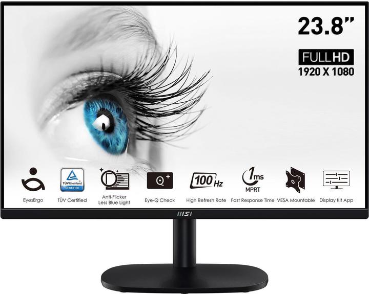 Produktbild MSI PRO MP245VDE Monitor 60 cm (23,8 Zoll)(Full HD, VA, 1ms, HDMI, VGA, 100Hz, Adaptive-Sync, Neigba (1920 x 1080 Pixel, 23.80")